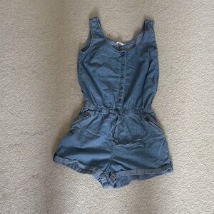 Streetwear Society Button-Front Blue Jumpsuit